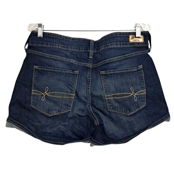 Denizen From Levis Womens Dark Wash Cuffed Denim Shorts Size 10 W30 Blue Stretch - Picture 2 of 11